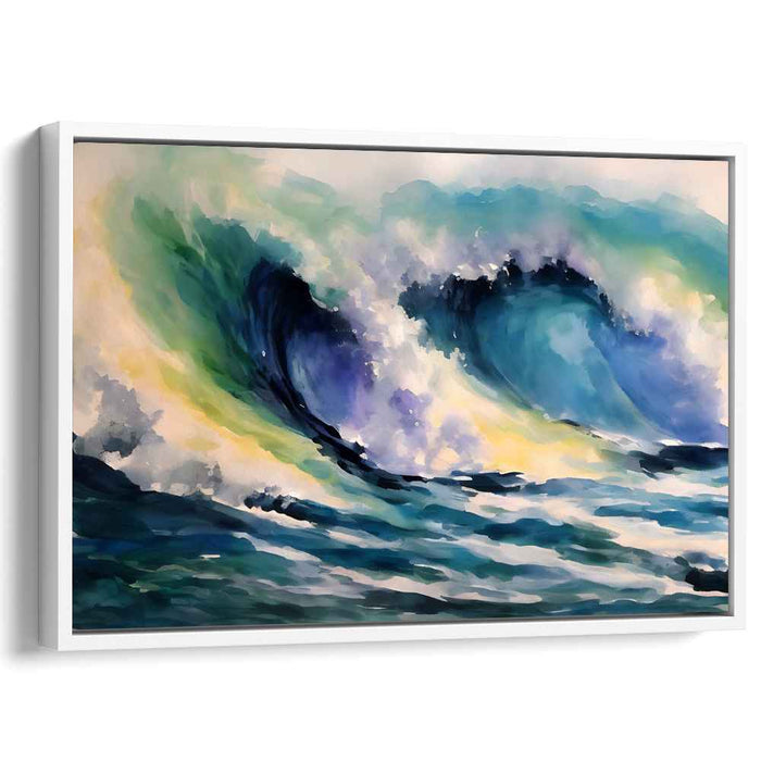 Ebb and Flow Ecstasy: Dynamic Waves Crashing Seascape Canvas Art Print