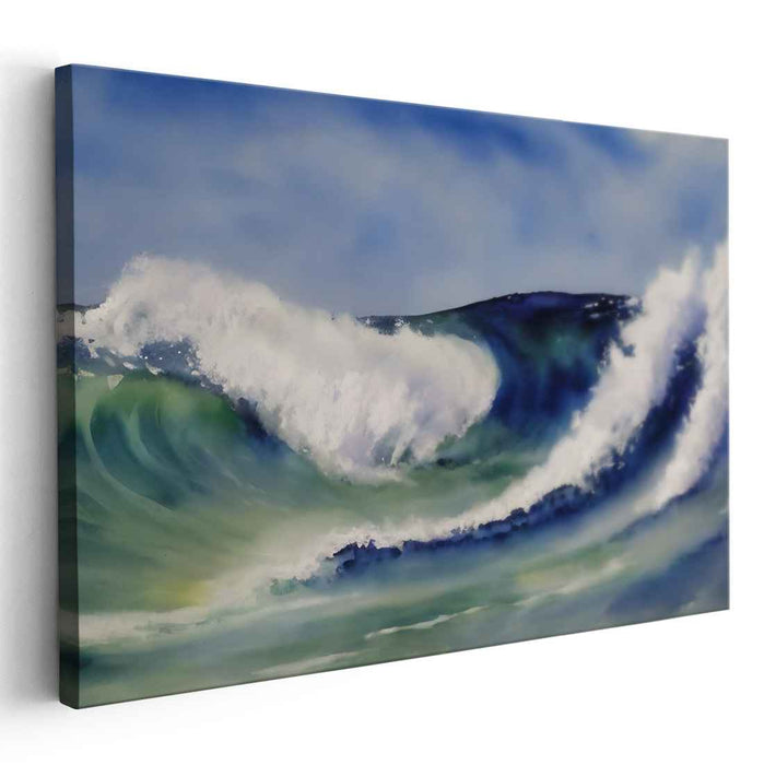 Riptide Rapture: Dynamic Wave in Crashing Splendor Canvas Art Print