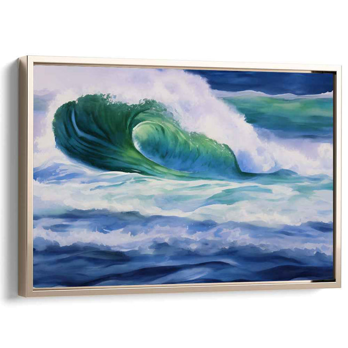 Ebb and Flow Horizon Splash: Dynamic Watercolor Seascape Canvas Art Print