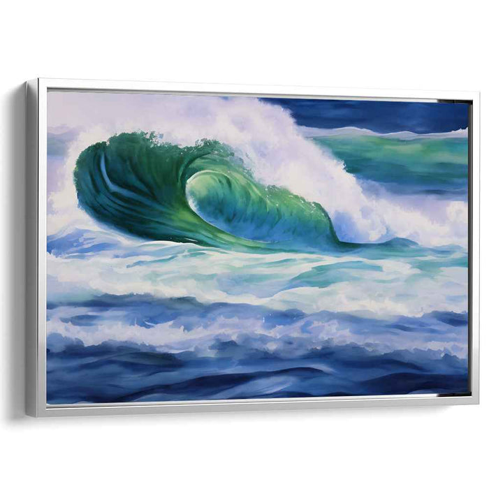 Ebb and Flow Horizon Splash: Dynamic Watercolor Seascape Canvas Art Print