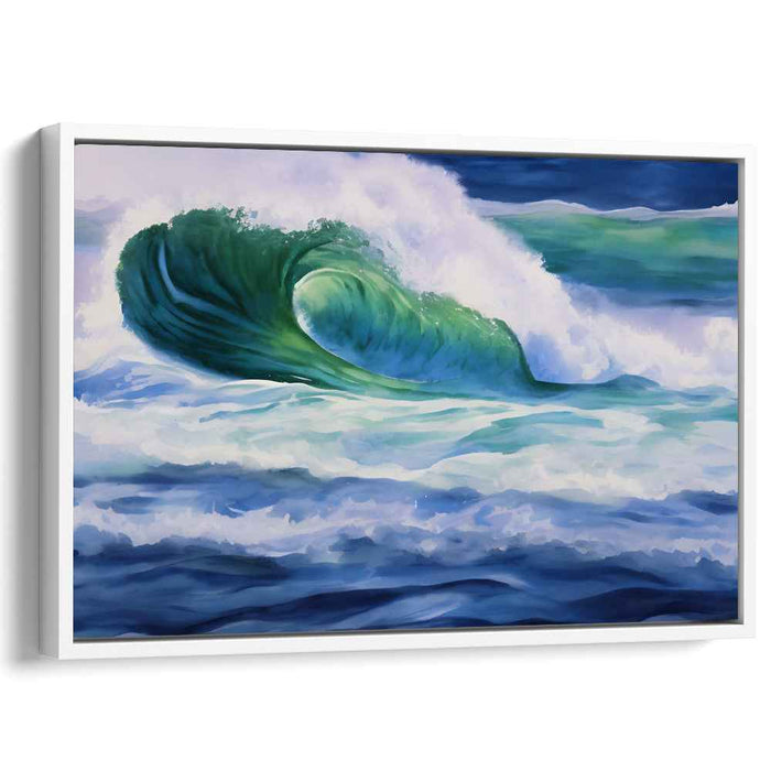 Ebb and Flow Horizon Splash: Dynamic Watercolor Seascape Canvas Art Print