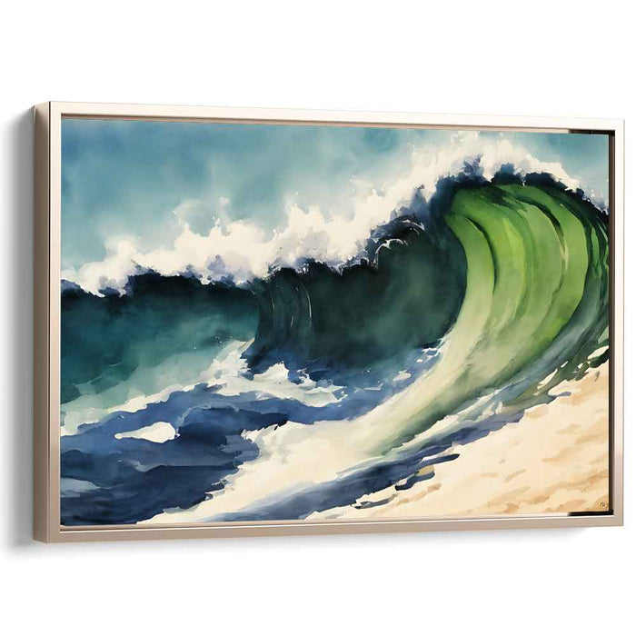 Aqua Ballet: Dynamic Seascape Watercolor Canvas Art Print