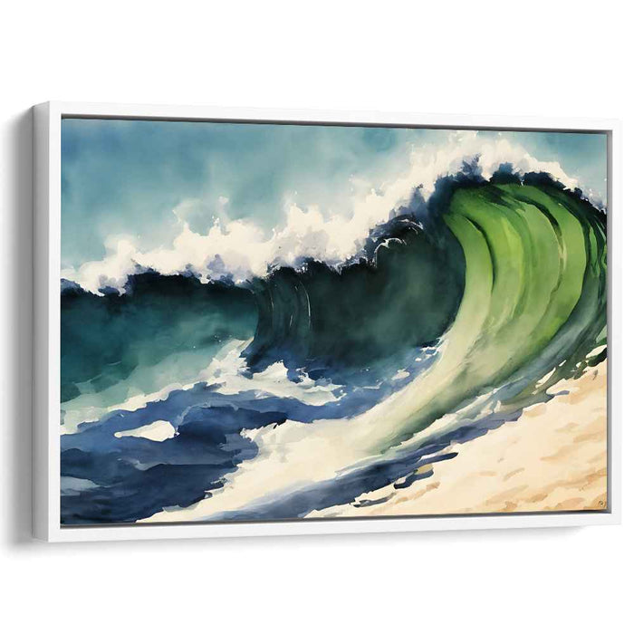 Aqua Ballet: Dynamic Seascape Watercolor Canvas Art Print