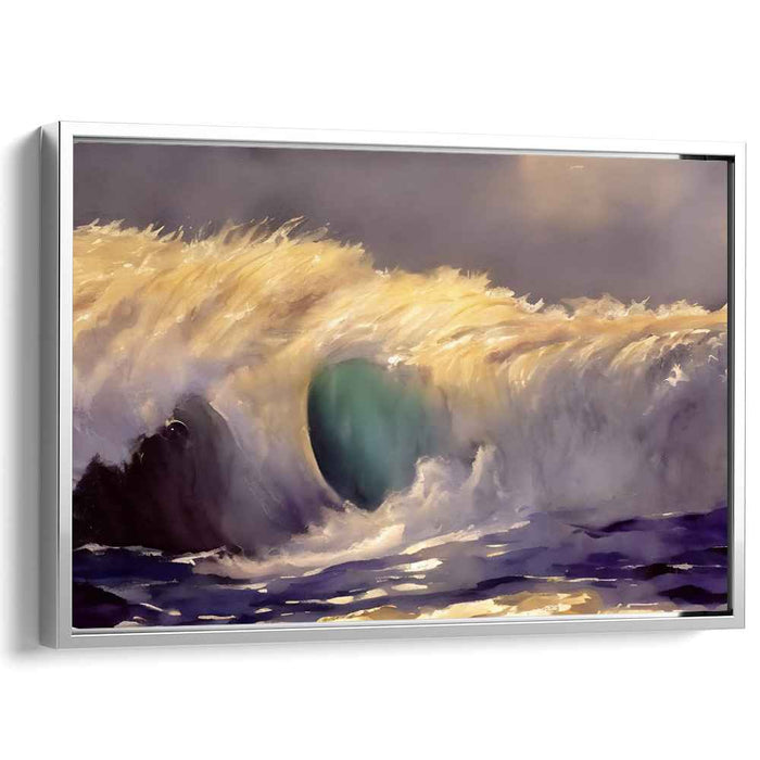 Surreal Tidal Dance: Dynamic Ocean Wave in Sunlight Canvas Art