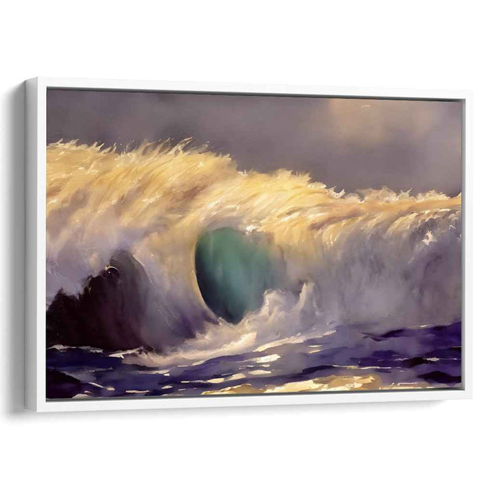 Surreal Tidal Dance: Dynamic Ocean Wave in Sunlight Canvas Art