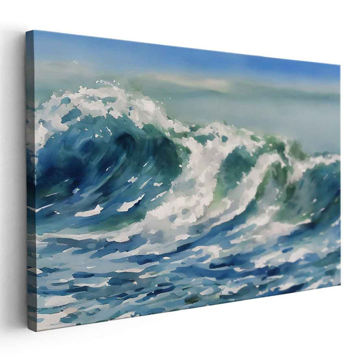 Aqua Ebb & Flow: Dynamic Seascape Canvas Art Print