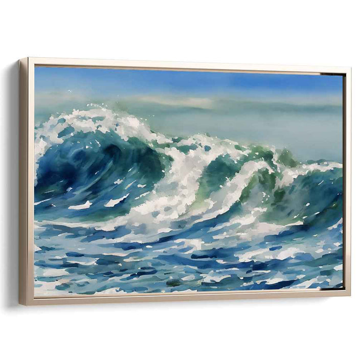 Aqua Ebb & Flow: Dynamic Seascape Canvas Art Print
