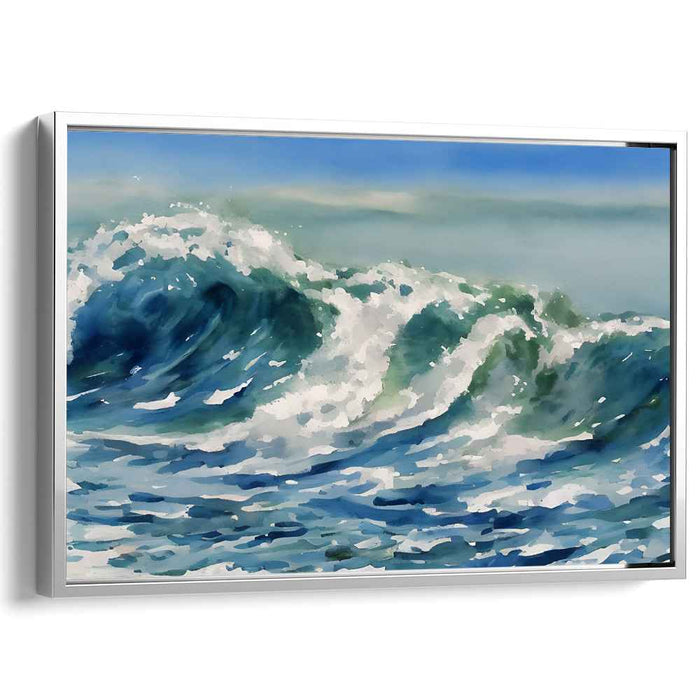 Aqua Ebb & Flow: Dynamic Seascape Canvas Art Print