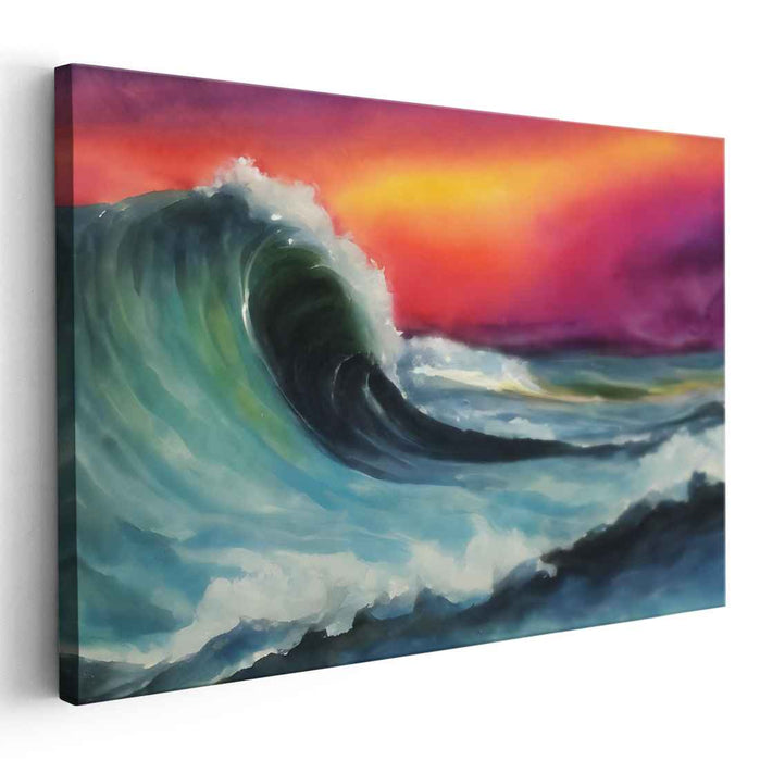 Majestic Ocean Wave at Sunset: Dynamic Seascape Canvas Art Print