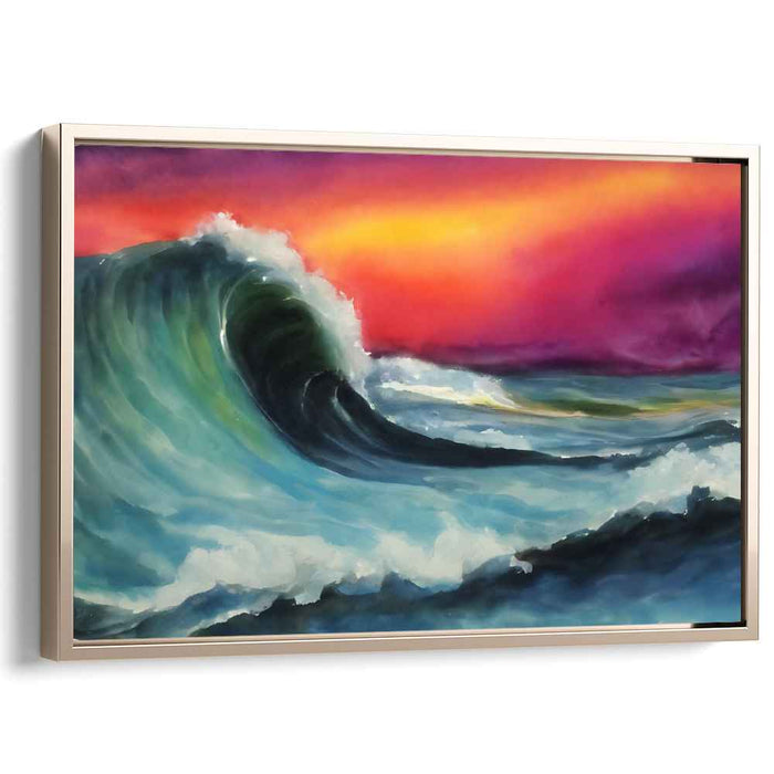 Majestic Ocean Wave at Sunset: Dynamic Seascape Canvas Art Print