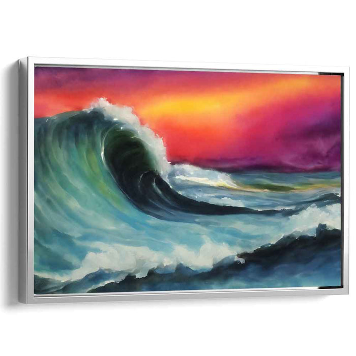 Majestic Ocean Wave at Sunset: Dynamic Seascape Canvas Art Print
