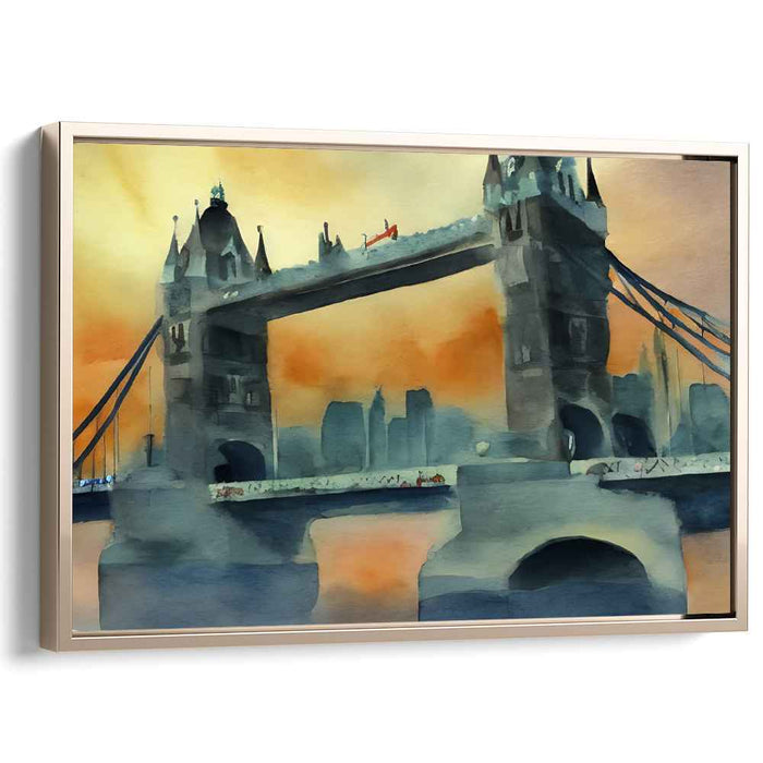 London Misty Morning: Impressionist Watercolor of Tower Bridge
