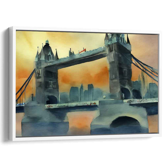 London Misty Morning: Impressionist Watercolor of Tower Bridge