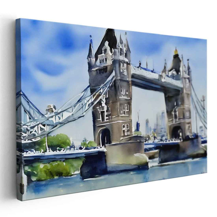 Quill's Echo: Watercolor of Tower Bridge over the Thames