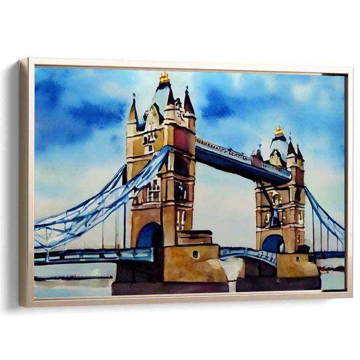 Iconic Tower Bridge: Watercolor Wonder in Blues and Browns