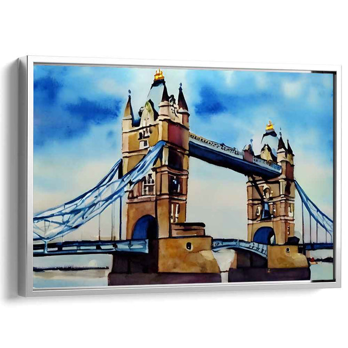Iconic Tower Bridge: Watercolor Wonder in Blues and Browns