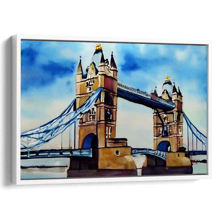 Iconic Tower Bridge: Watercolor Wonder in Blues and Browns