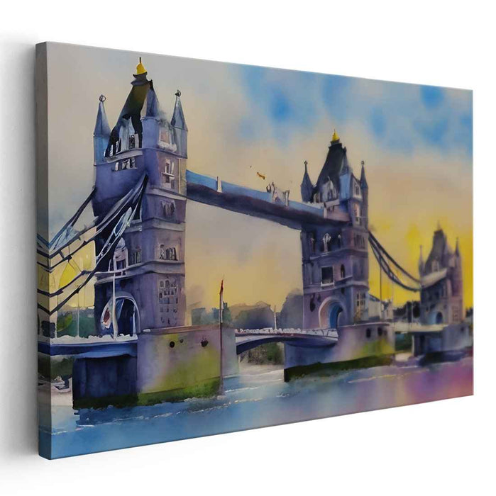 Dawn Over Tower Bridge: A Watercolor Dreamscape
