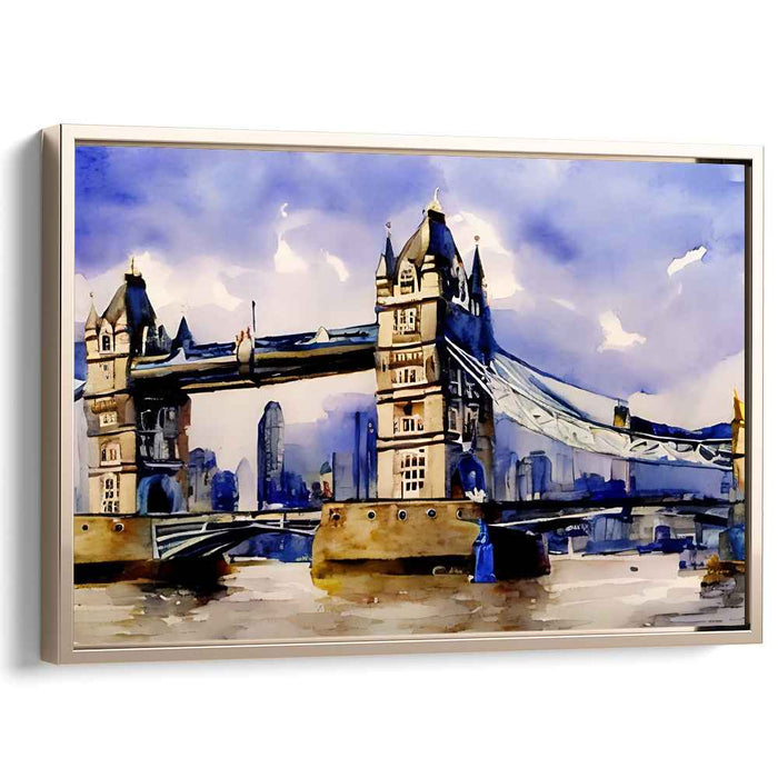 London's Tower Bridge Elegance: Expressive Watercolor Skyline Art Print