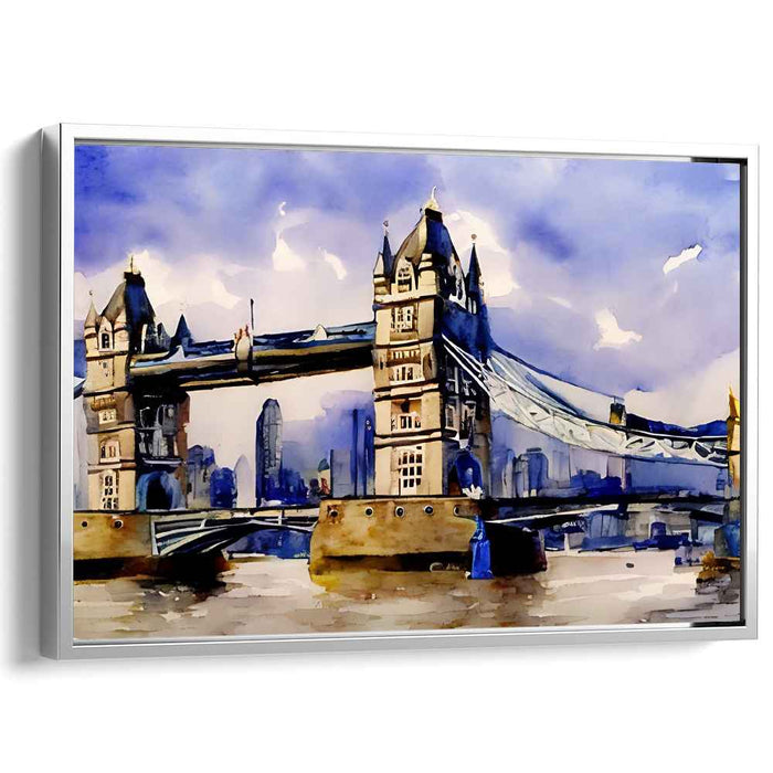 London's Tower Bridge Elegance: Expressive Watercolor Skyline Art Print
