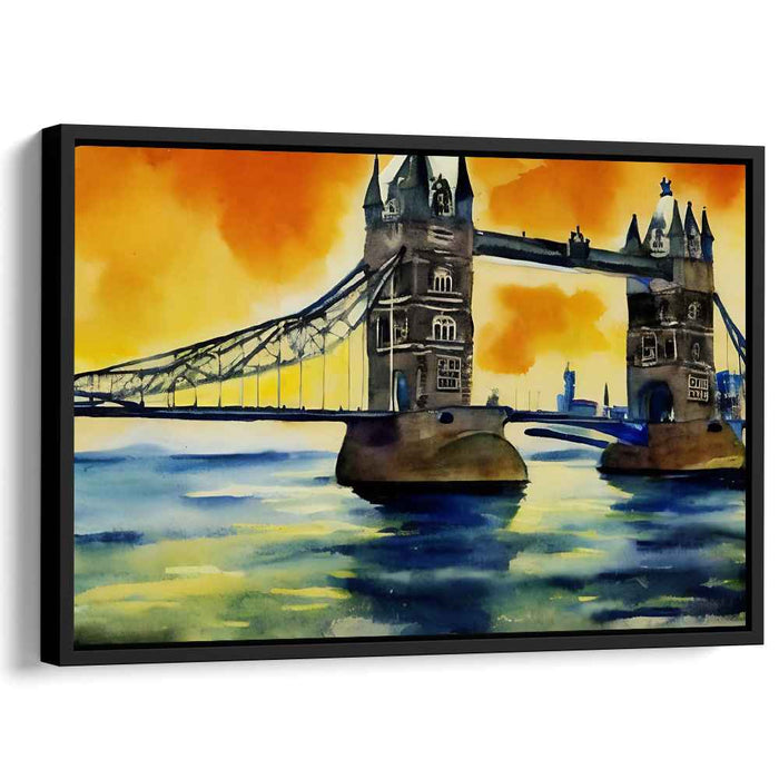 Chromatic Connection: Watercolor Tower Bridge Canvas Art Print