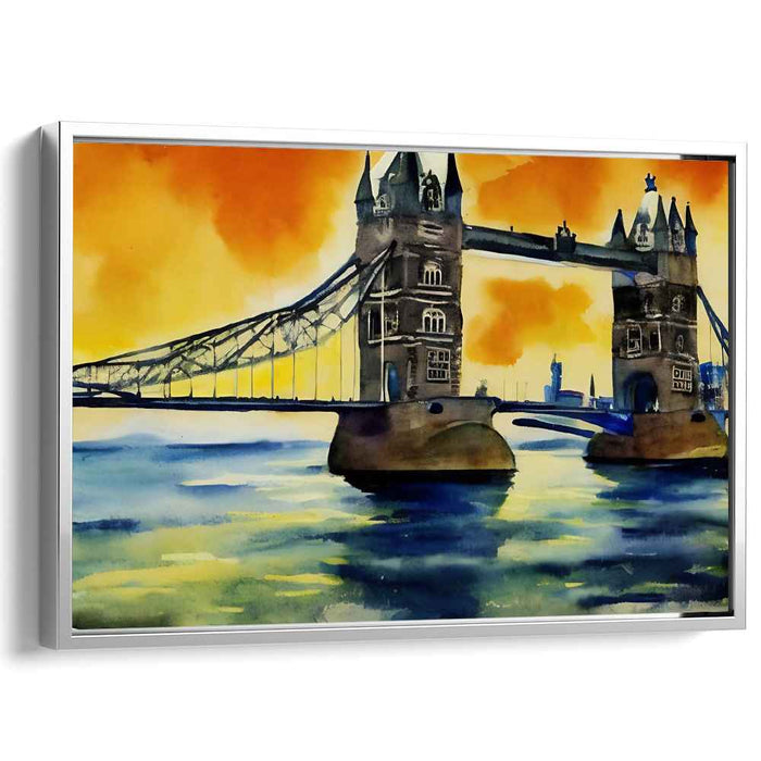 Chromatic Connection: Watercolor Tower Bridge Canvas Art Print
