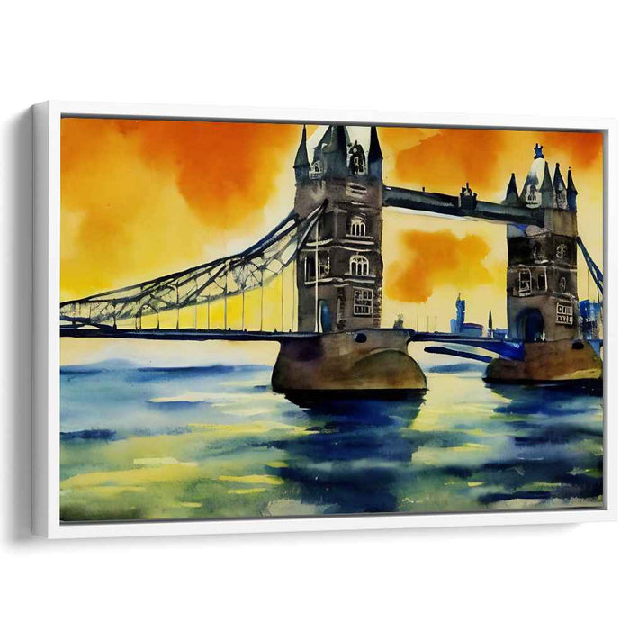 Chromatic Connection: Watercolor Tower Bridge Canvas Art Print