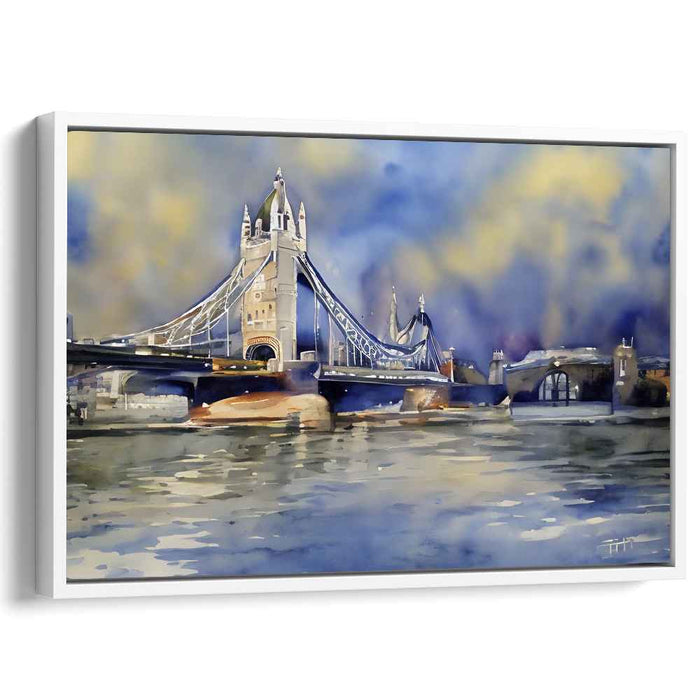 Ink Splatter Architectural Elegance: Watercolor Tower Bridge Canvas Art Print