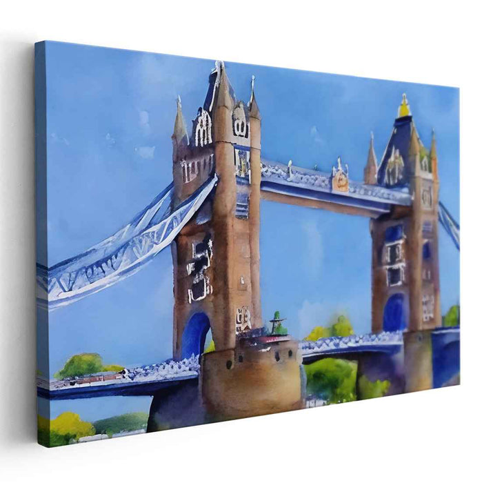 Rainbow Bridge Reflections: Watercolor Tower Bridge Artwork