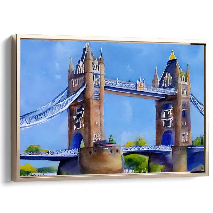 Rainbow Bridge Reflections: Watercolor Tower Bridge Artwork