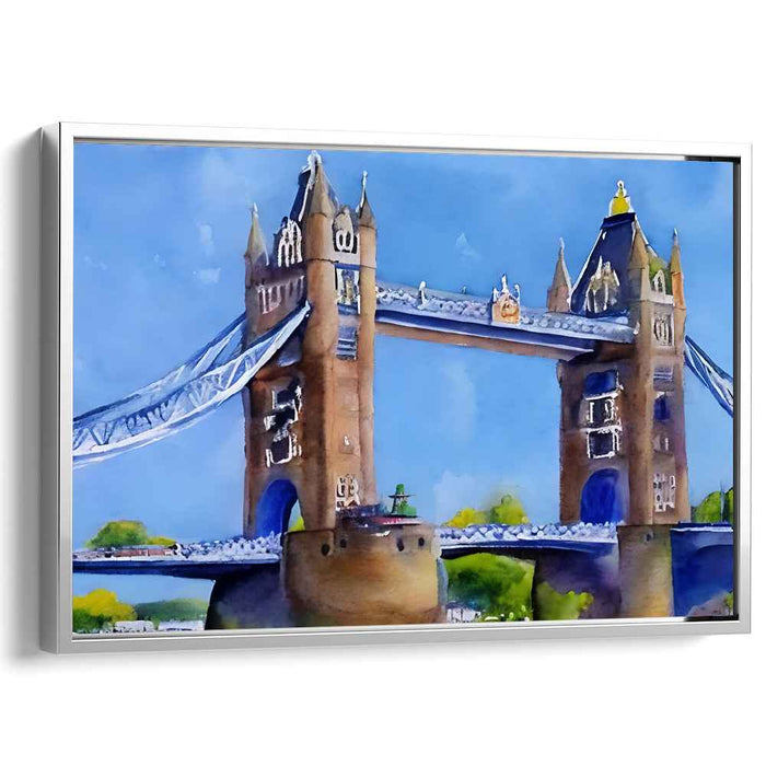 Rainbow Bridge Reflections: Watercolor Tower Bridge Artwork