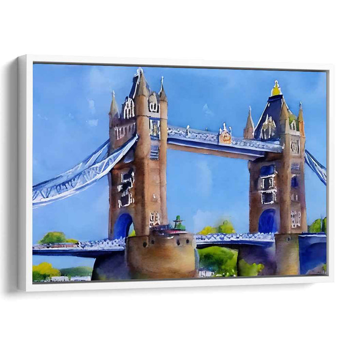 Rainbow Bridge Reflections: Watercolor Tower Bridge Artwork