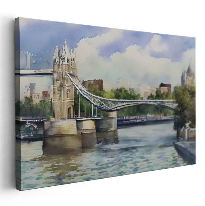 Urban Watercolor Impressions: Contemporary Watercolor Cityscape Canvas Art Print