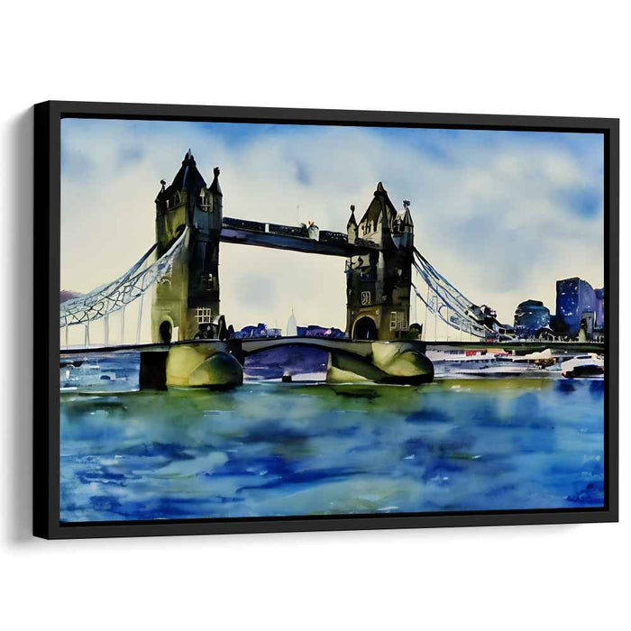 Ethereal Tower Bridge: Dreamlike Watercolor Landscape Art Print