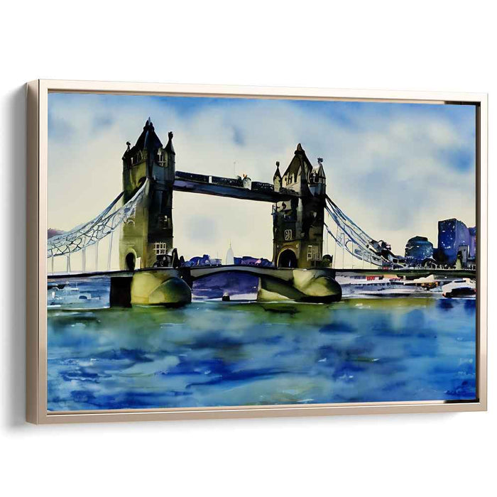 Ethereal Tower Bridge: Dreamlike Watercolor Landscape Art Print