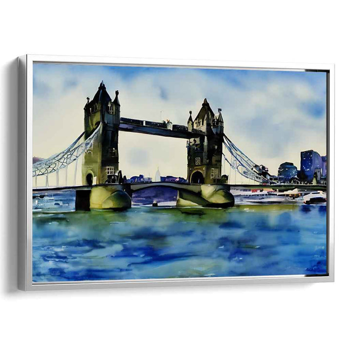 Ethereal Tower Bridge: Dreamlike Watercolor Landscape Art Print