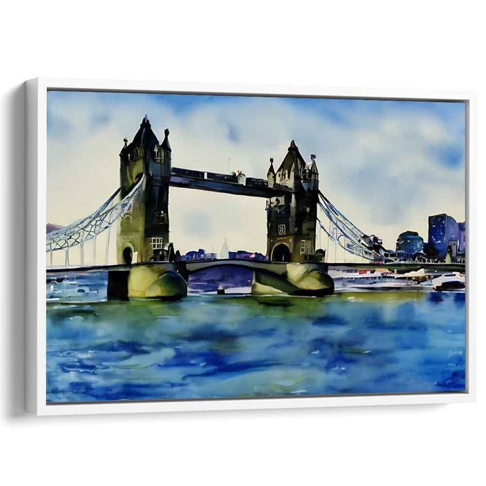 Ethereal Tower Bridge: Dreamlike Watercolor Landscape Art Print