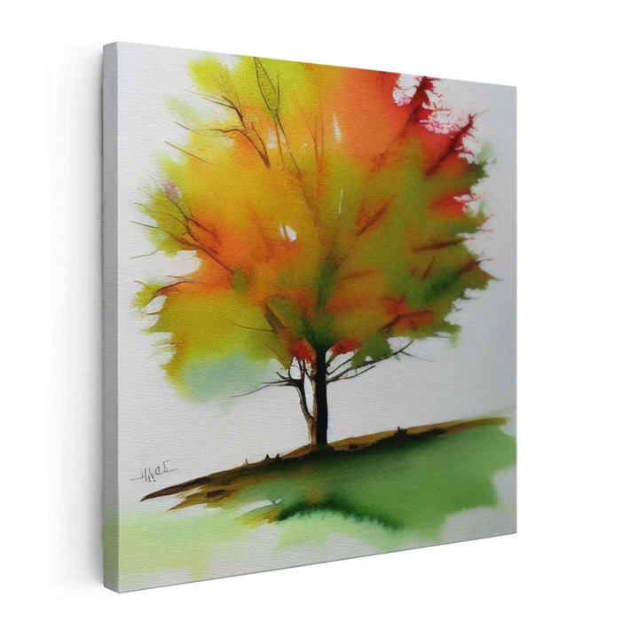 Aqua Forest Symphony: Watercolor Tree in Full Splendor