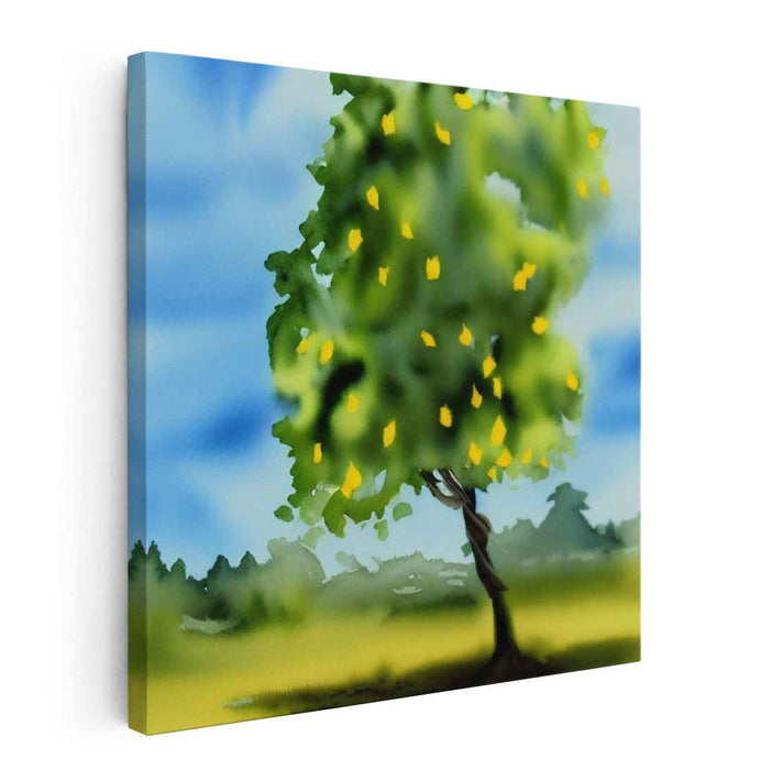 Sunlit Foliage Dance: Impressionist Summer Tree Canvas Art