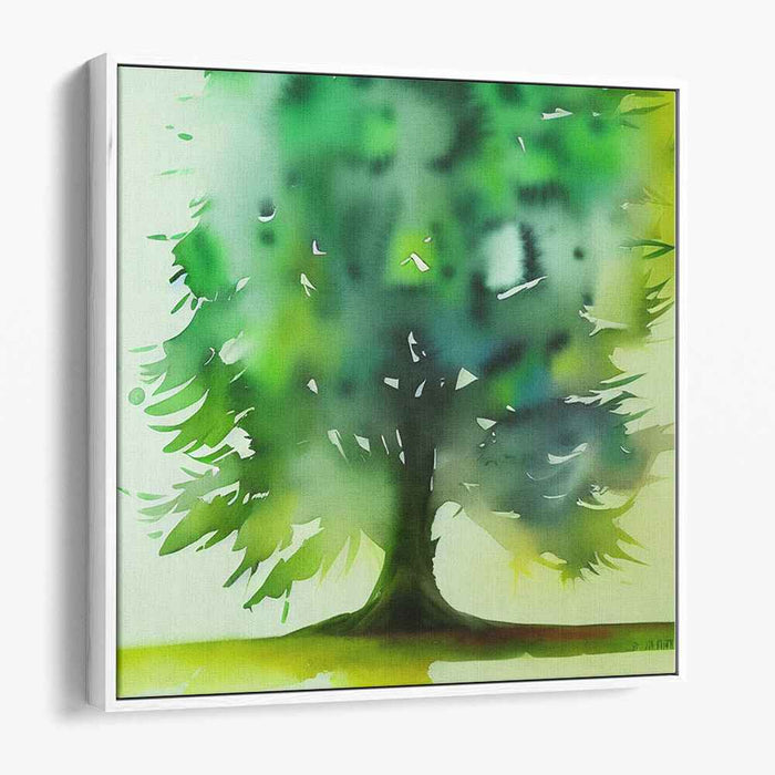Spectral Forest Reverie: Watercolor Tree Canvas Art Print