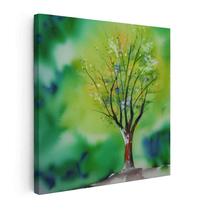 Blissful Arboreal Burst: A Lush Watercolor Tree in Bloom
