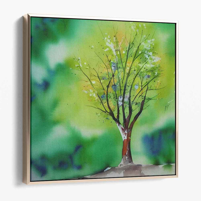 Blissful Arboreal Burst: A Lush Watercolor Tree in Bloom