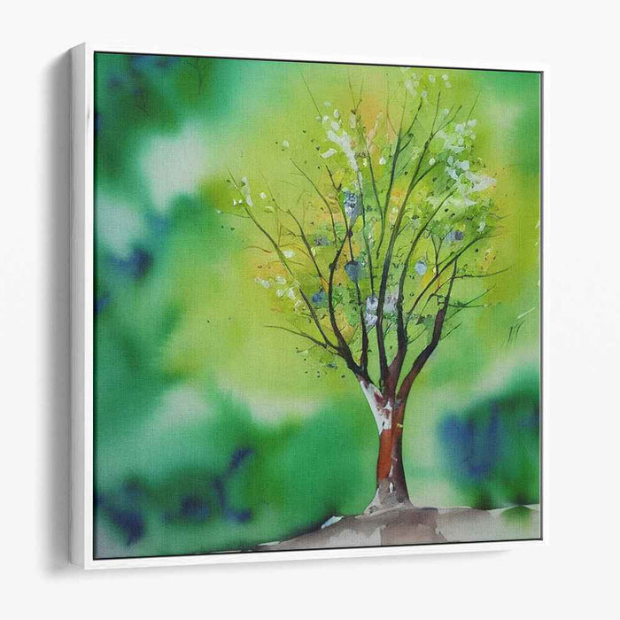 Blissful Arboreal Burst: A Lush Watercolor Tree in Bloom