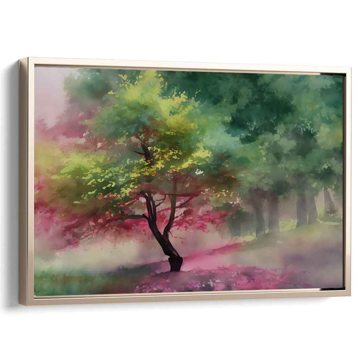 Forest Mirage: Watercolor Forest Dreamscape Canvas Art Print