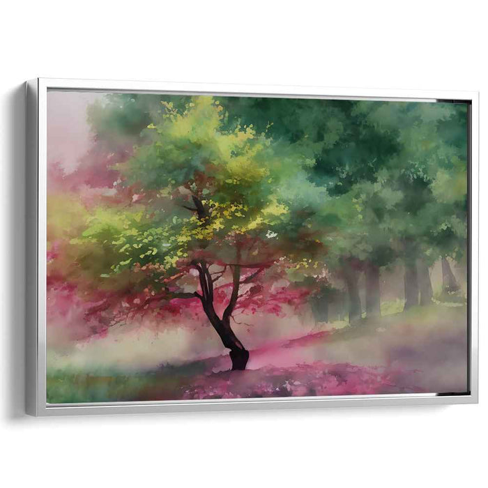 Forest Mirage: Watercolor Forest Dreamscape Canvas Art Print
