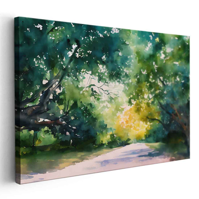 Foggy Dreamscape Melody: Impressionist Watercolor Landscape