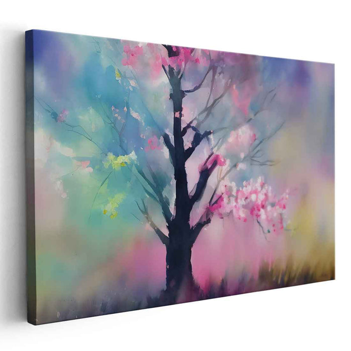 Pastel Petals Dance in Light: Dreamy Springtime Watercolor Landscape