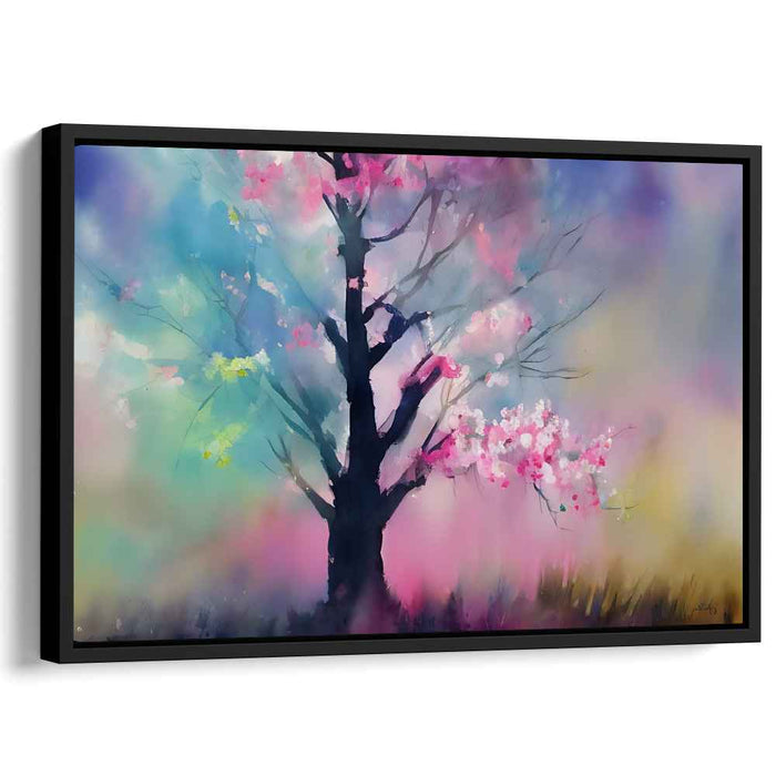 Pastel Petals Dance in Light: Dreamy Springtime Watercolor Landscape