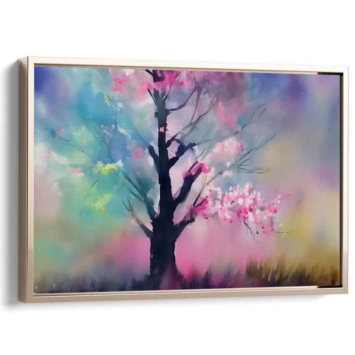 Pastel Petals Dance in Light: Dreamy Springtime Watercolor Landscape