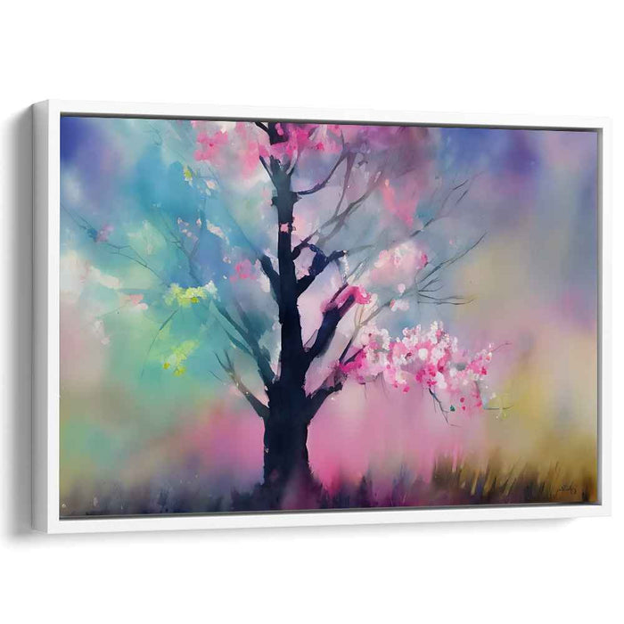 Pastel Petals Dance in Light: Dreamy Springtime Watercolor Landscape